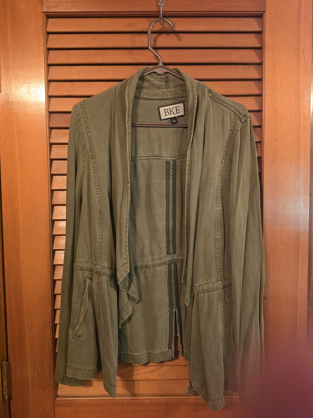 BKE Women's Olive Green Open-Front Jacket